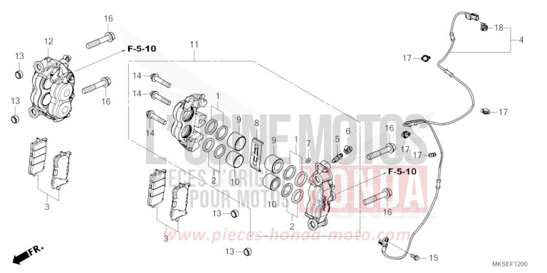 VORDERRAD-BREMSSATTEL von Africa Twin DCT PEARL GLARE WHITE (NHB53H) von 2021
